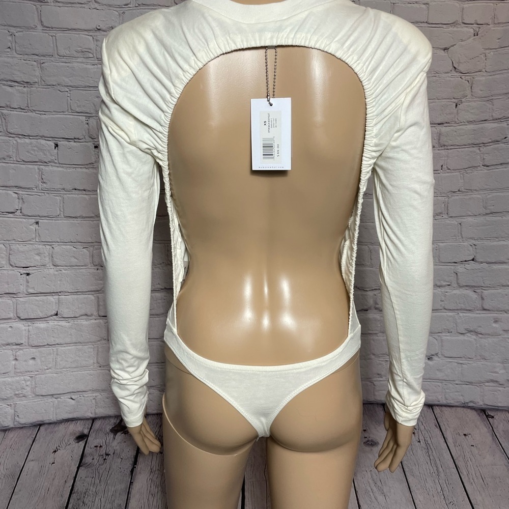 NWT New Danielle Bernstein Open Back Cotton Ivory Bodysuit Size XS - Picture 5 of 13